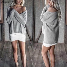 Cotton Sweater Women 2017 Loose Women Sweaters and Pullovers V Neck Solid Color Long Sleeve Knitted Sweater Female Spring Winter