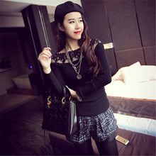Striped Sweater Women 2017 Fashion Spring Fall Pullover Full Sleeve Knitted Shirt Lace Stitching Casual Slim Fit Top Plus Size
