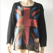 East Knitting BB-060 Women Fashion  UK Flag hollow out loose Knitting Sweaters Pullover Tops