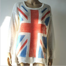 East Knitting BB-060 Women Fashion  UK Flag hollow out loose Knitting Sweaters Pullover Tops