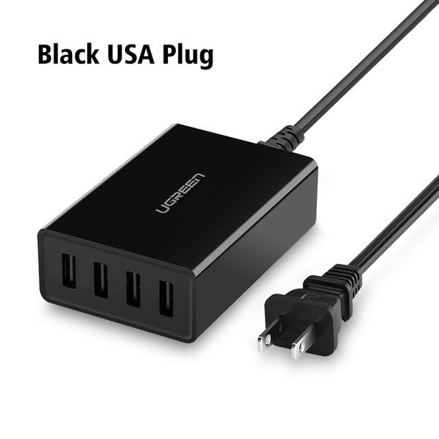Ugreen USB Charger 5V2.4A Phone Charger 34W 4 Ports Universal USB Smart Charger Station for Huawei Samsung iPhone EU UK USA Plug