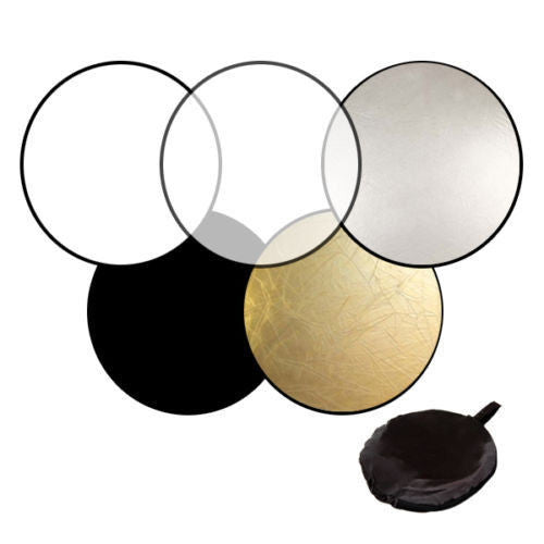 60cm 5 in 1 Photography Studio Light Mulit Photo Disc Collapsible Light Reflector Round Disk with Zipped Round Carrying Bag