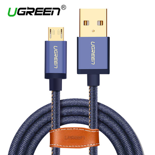 Ugreen Micro USB Cable 2M 1M Fast Charger & Data Cable Denim Braided Cable Mobile Phone USB Charger Cable For Samsung HTC Huawei