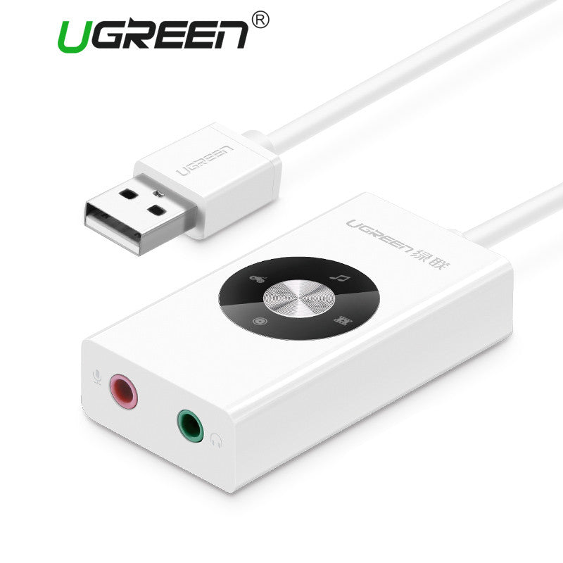 Ugreen USB Sound Card External USB to Jack 3.5mm Headphone Adapter Audio Mic Sound Card Free Drive for PC Computer Laptop