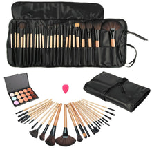 Beauty Essentials Cosmetics Makeup Brushes Set Face Concealer Contour Platte+24pcs Pro Make up Brushes+1 Cosmetic Puff+1 bag