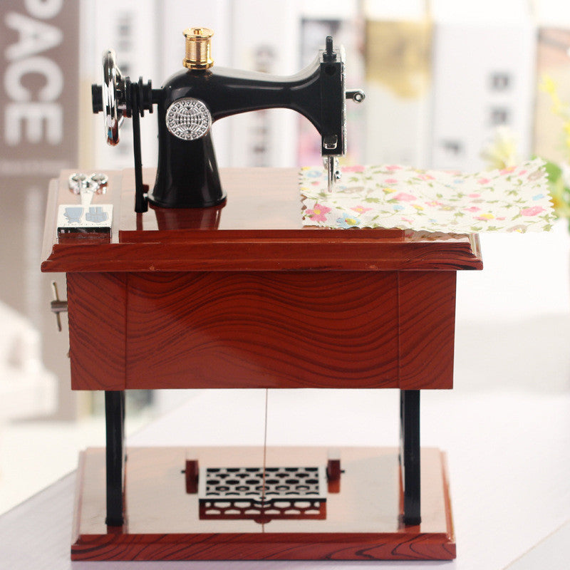 Z2522 Restore Ancient Ways Classic Sewing Machine Music Box Classical Furniture Model The Music Box Lovers Gift