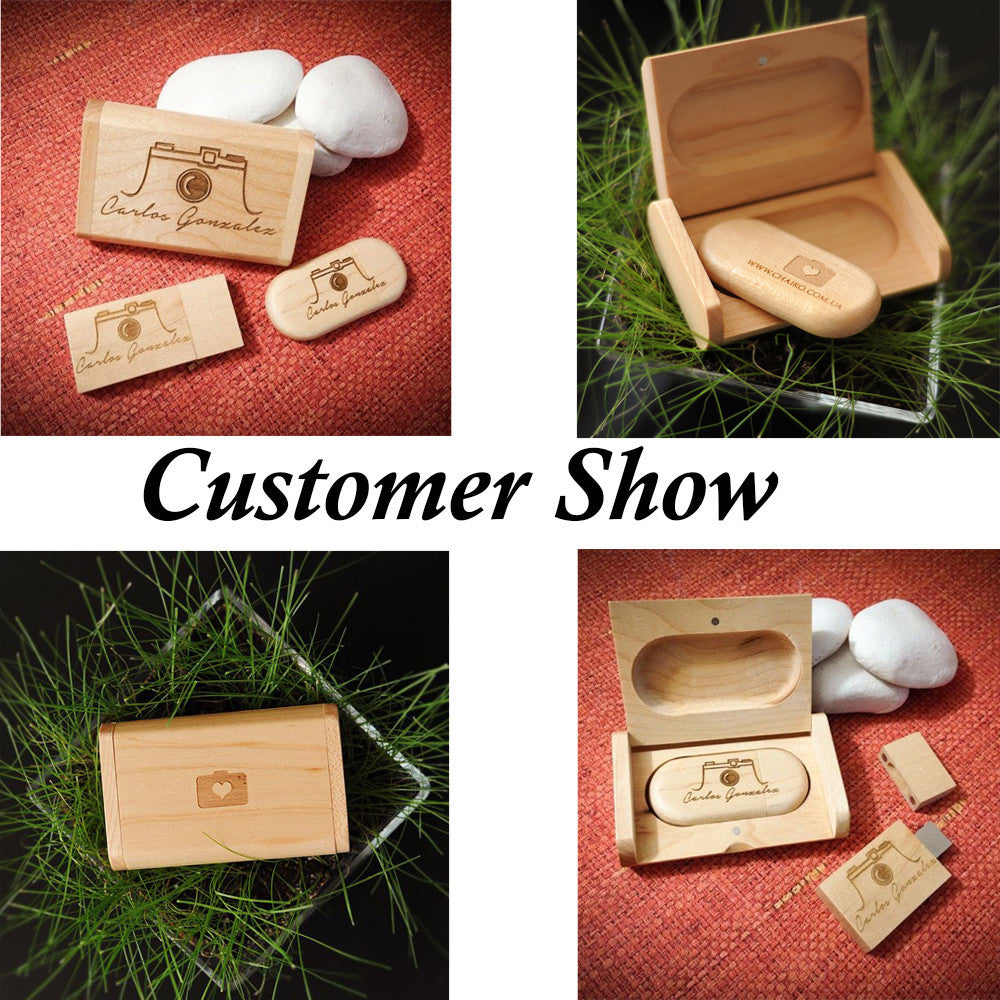 Customized Wooden Wood DIY logo USB Memory Flash Stick Pen Drive Pendrive Wedding photography Birthday Gift Over 20Pcs Free Logo