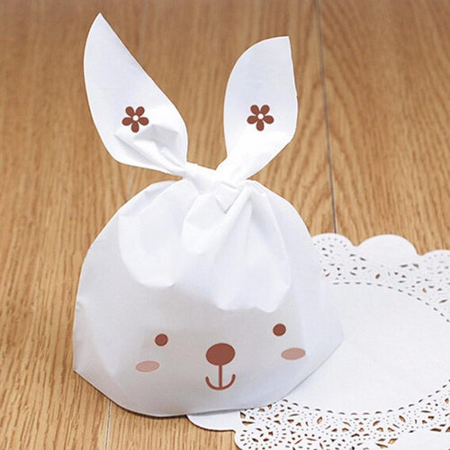 50Pcs Rabbit Ear Biscuit Bag Cookie Flat Bags Cake Food Packaging Candy Gift Bag Cute Cartoon Wedding Party Decoration
