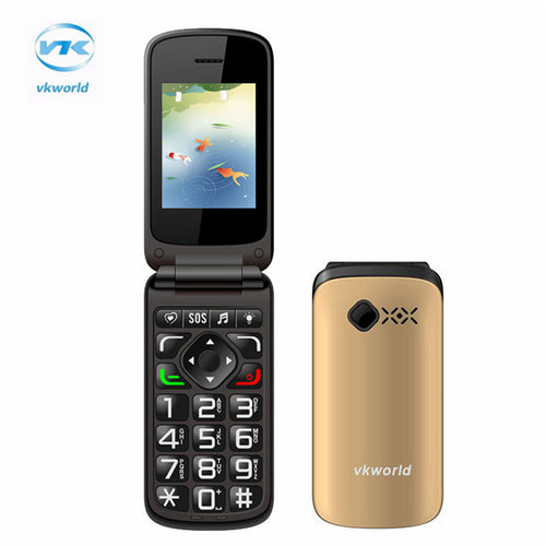Original VKworld Diamond Z2 2.4'' TFT Flip Elders Mobile Phone Dual SIM Card / FM/Torch 800mAh Big Qwerty Keyboard Cellphone