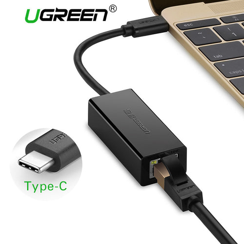 Ugreen USB 3.1 Type-C 10/100Mbps Lan Adapter External USB to Ethernet High Speed Network Card for  Macbook Support  Windows 8/7