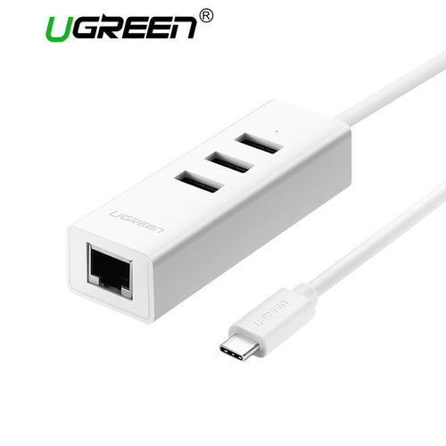 Ugreen USB Type C USB 2.0 HUB 3 Ports with rj45 External Wired Network Card Lan Adapter for Macbook Google Chrome Book