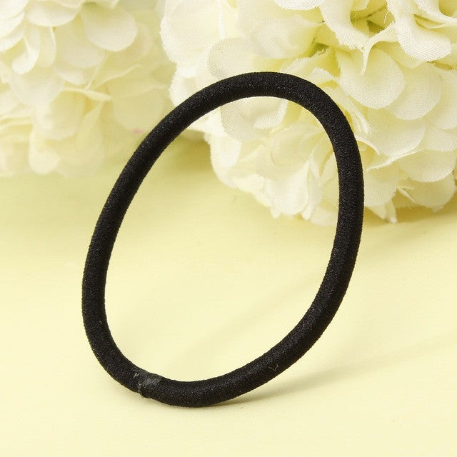 Wholesale Girl Male Elastic Hair Bands Tie Rope Ring Rubber Ponytail Holder Nylon Black Headwear For Women Hair Accessories