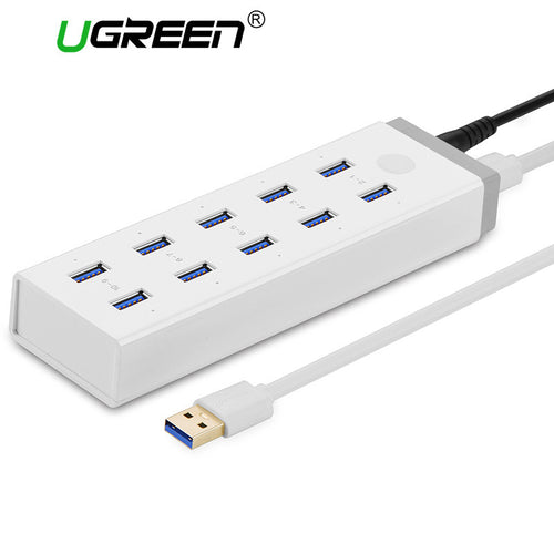 Ugreen USB 3.0 Charging HUB 10 Port High Speed With 12V 4A Power Adapter USB Splitter  for Computer / Laptop/Smartphone/Tablet